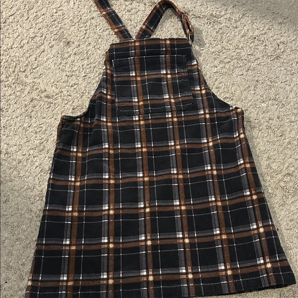 Art Class Black and Brown Plaid Kids Dress